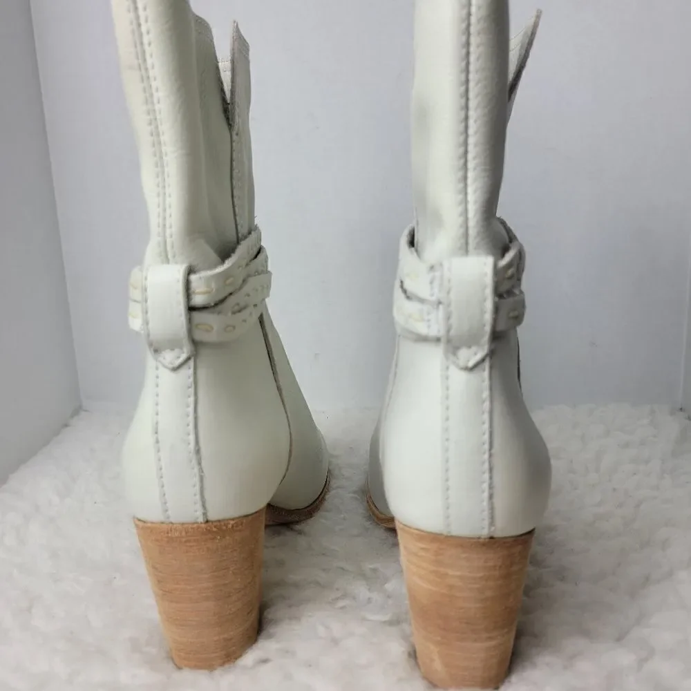 Frye Naomi Pickstitch Womens Size 8.5 B  Italian White Leather Boots